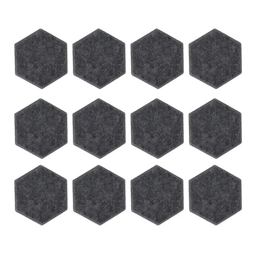 12PCS Hexagon Acoustic Panels High Density Sound Absorbing Panels Sound Proof Beveled Edge Wall Panels 14x12x7cm Dark Gray