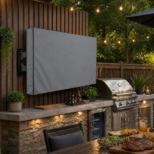 Weatherproof Outdoor TV Cover for Wall-Mounted Flat Screens – Waterproof, Dustproof, and UV-Resistant Protection for Patio, Balcony, and Garden Entertainment Areas (46"-48"(118×74×13cm), Grey)
