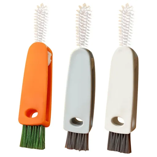 3 PCS 3 in 1 Tiny Bottle Cup Lid Detail Brush Straw Cleaner Tools Water Bottle Cleaning Crevice Brush for Bottles Carrot Clean