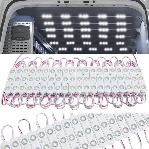 12V 300 LEDs Interior Van Light, White LED Ceiling Lighting Kits for RV Truck Boats Bus Cargo Trailers Lorries Transit Auto Vehicle, 100 Modules -