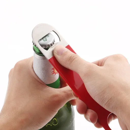 2pc Heavy Duty Stainless Steel Flat Bottle Opener, Solid Beer Openers, Red, Black can opener, lid opening tool