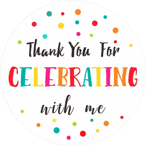 300Pcs Thank You Stickers - 2'' Thank You for Celebrating with Me Stickers Colorful Dot Thank You Birthday Party Favor Sticker Self Adhesive Thank You Seal Label Sticker for Gift Wedding Grad
