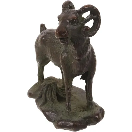 Vintage Goat Figurine Alloy Mini Statue, 5.80x5.00x2.50cm, Fading Resistant and Resists Deformation for Living Room Home Office