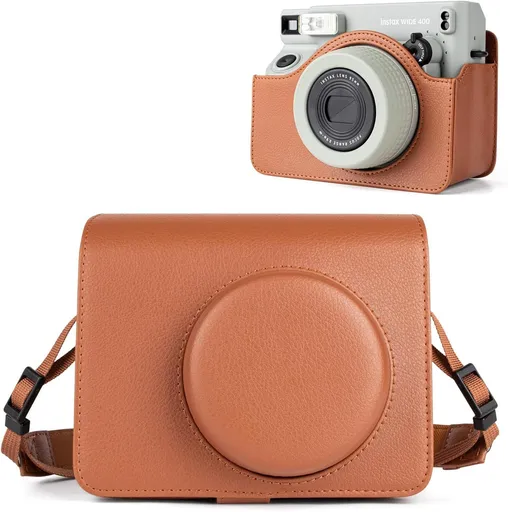 Fuji WIDE 400 Camera Case, PU Leather Protective Case Compatible for Instax WIDE 400 Instant Camera - Carrying Bag with Adjustable Shoulder Strap