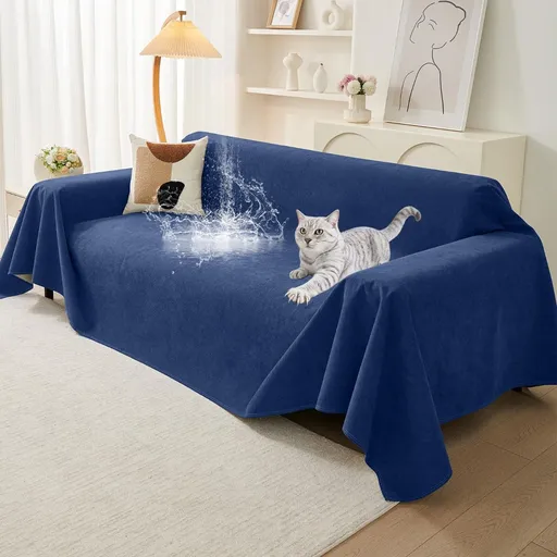 71" x 118" Couch Protector from Cat Claws, Waterproof Couch Cover Anti Slip,Couch Cover 3 Cushion Sofa Washable,Anti-Scratch Pet Sofa Cover Heavy Duty - Blue