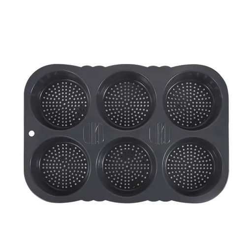 Hamburger Bun Mold, Hamburger Bun Pans for Baking, Burger Bun Pans Nonstick & Heat Resistant,Burger Buns pan, Silicone Homemade Hamburger Bread Mold,6 Cavity Silicone Pans Easy to Release