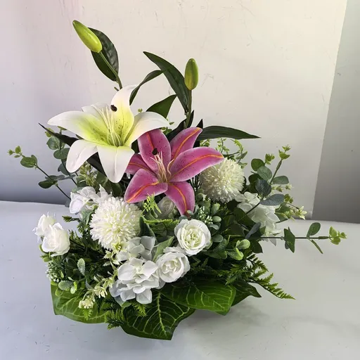 Artificial Flower Arrangement Fake Lilies And Roses Home Decor Accents Garden - Multi-color - Size 32