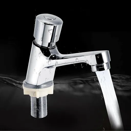 Time Delay Push Faucet, Cold Water Push Faucet Bathroom Sink Faucets Bathroom Faucet Cold Water Hand Wash Faucet for Bathroom and Kitchen