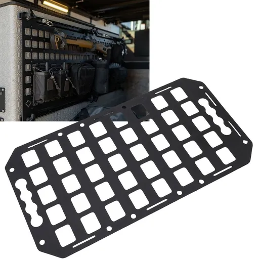 Metal Truck Bed Molle Panel Truck Bed Molle Panel, Aluminum 16.61x8.86x0.08in L Track Molle Panel for Cars SUVs Pickup Van RVs