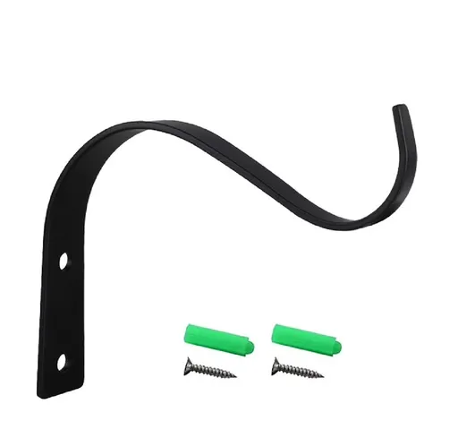 1 Piece Outdoor Plant Hangers for Hanging Baskets, Heavy Duty Metal Plant Brackets for Hanging Plants Outside, Metal Plant Hooks, Black, 11.4 x 9 cm