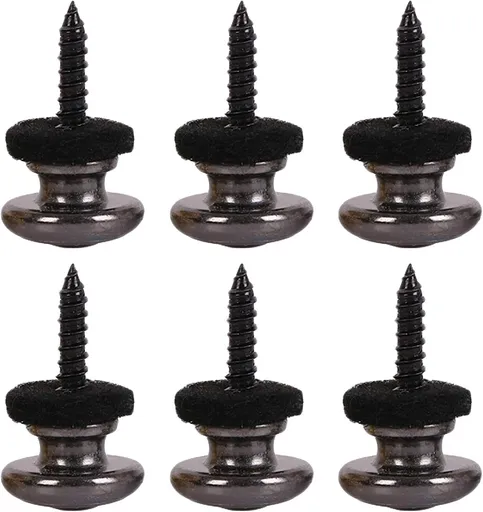 6 Pieces Mushrooms Head Guitar Strap Buttons Locks Chrome (Black) Black