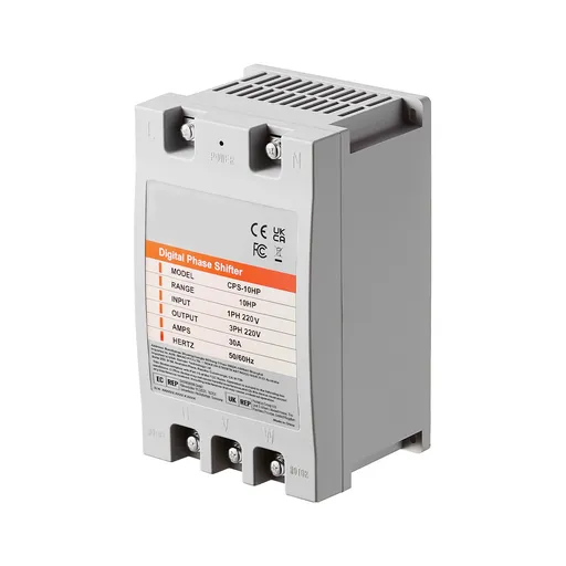 3 Phase Converter - 10HP 30A 220V Single Phase to 3 Phase Converter, Digital Phase Shifter for Residential and Light Commercial Use, 220V Input/Output (One Converter for One Motor Only)