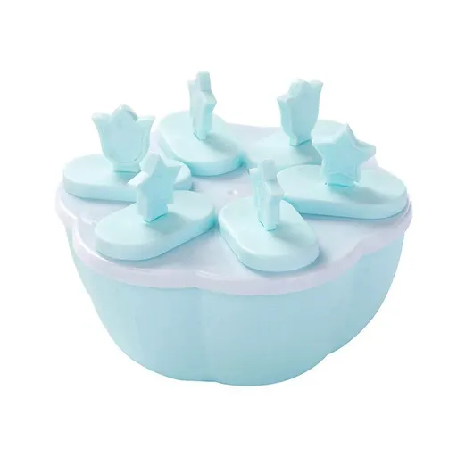 6/8 Cells Mould Maker Ice Cream Pop Reusable Icy Pole Frozen Square Molds Block - 6-Blue