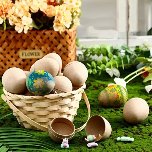 10 Pcs DIY Paper Mache Easter Eggs 2.1 Inch Unpainted Empty Egg Easter Craft Supplies Hollow Egg for Fillable Paintable Fake Egg Decor Easter Party Ornament Brown