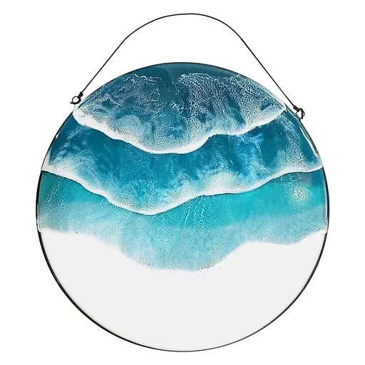Wave Stained Acrylic Material Window Hangings,Beach Bathroom Decor and Accessories, Beach Themed Hanging Sign Wall Art