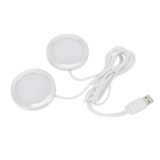Dual Heads Round LED Spotlight Indoor Mini Ultra Slim 5V USB Under Counter Light Jewelry Display Lighting Model Display Lamp