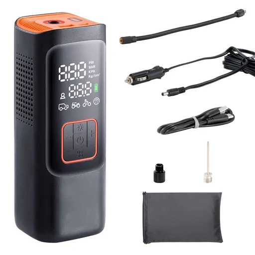 Tire Inflator Portable Air Compressor, 7800mAh 3.7V Battery Electric Air Pump, 2X Faster 160PSI Cordless Smart Air Pump with LCD Pressure Gauge, LED Light for Cars, E-Bikes, Motorcycles, Balls