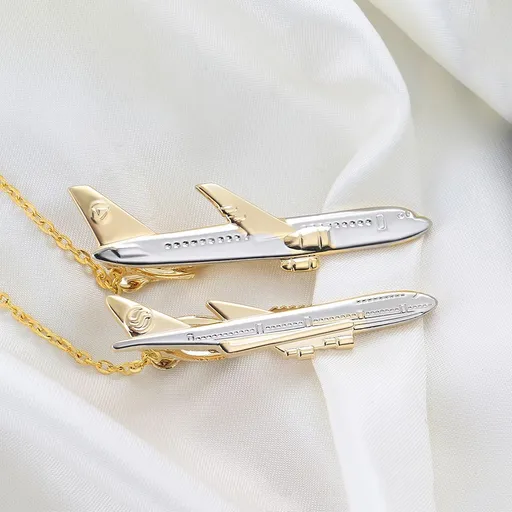 Tie bar Man's Tie Clip for Golden Plated Airplane Shape Plane Tie Pin Stick Pin Wedding Gift (Color : 2)