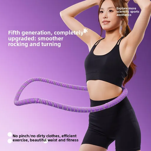 Purple Weighted Soft Spring Hula Hoop with Silent Alloy Interior and Polyester Wrap for Home Gym Full Body Fitness and Abdominal Training Solution