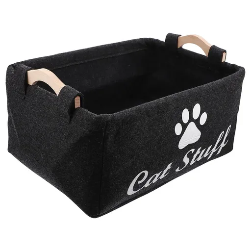 Dog Supply Organizer For Pet Clothes Storage Box Black Felt 1Set