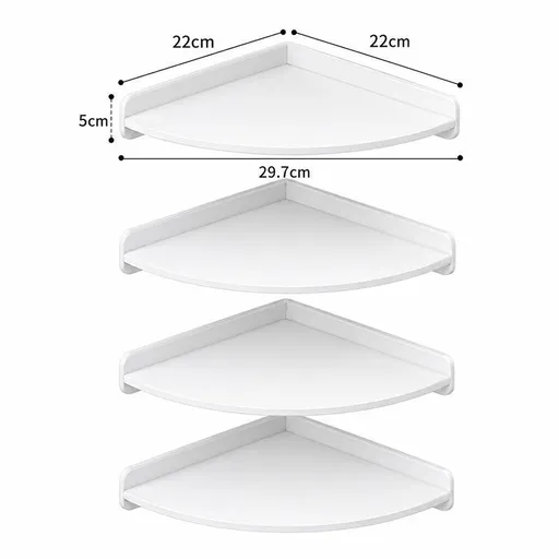 4-Tier Small Wall-Mounted Corner Shelf | Christmas Max Capacity Gift | Fan-Shaped Corner Storage Rack for Collectibles & Sundries Organizer