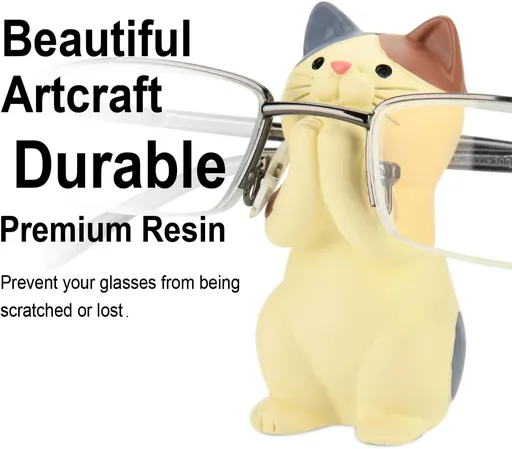 Glasses Stand Creative Cat Design Resin Holder Compact Size for Desk Home Office Decor