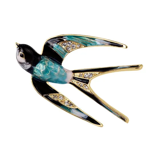 Premium Lovely Crystal Swallow Animal Brooch Bird Lapel Pin Badge Women Jewelry Swallow Brooch Chinese Style Gift Formal