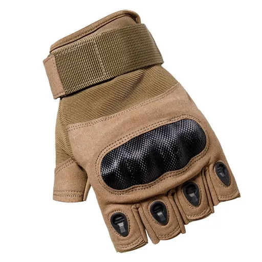 Half Finger Gloves kavntuve Leather Motorcycle Khaki XL