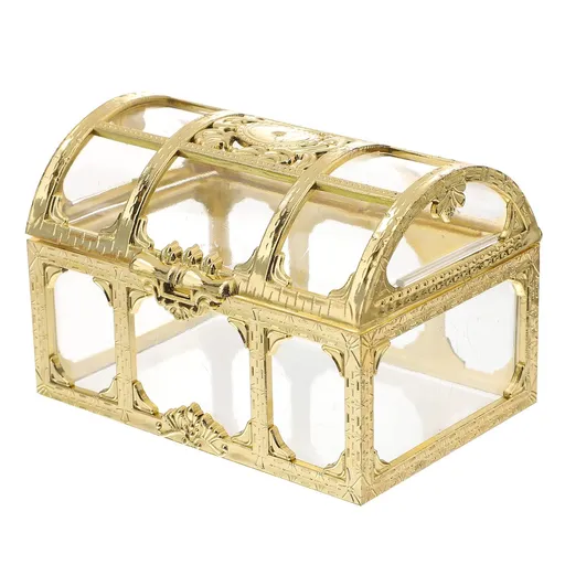 Treasure Chest Pirate Keepsake Jewelry Box Small Transparent Vintage Decorative Metal Box for Birthday Pirate Party Favors