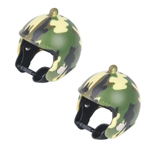 2PCS Mini Pet Chicken Helmet Protective Headgear Set Waterproof Cartoon Design - Camouflage