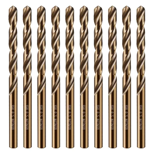 3/16" Cobalt Drill Bit(10Pcs), M35 HSS Metal Drill Bit Set forwood, Hard Metal, Stainless Steel, Cobalt Steel M35 Jobber Length Twist Drill Bits