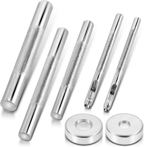 200Sets 6mm Leather Rivets + 7pcs Rivets Setting Tools for Install Leather Bag Belt Shoe Boot Hats Pet Collar Keychain Clothing
