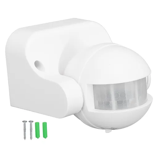 Wall Mounted Motion Sensor Automatic Dusk to Dawn Spherical PIR Sensor Outdoor Motion Sensing Switch for Home Security LED Light AC 110 to 240V White