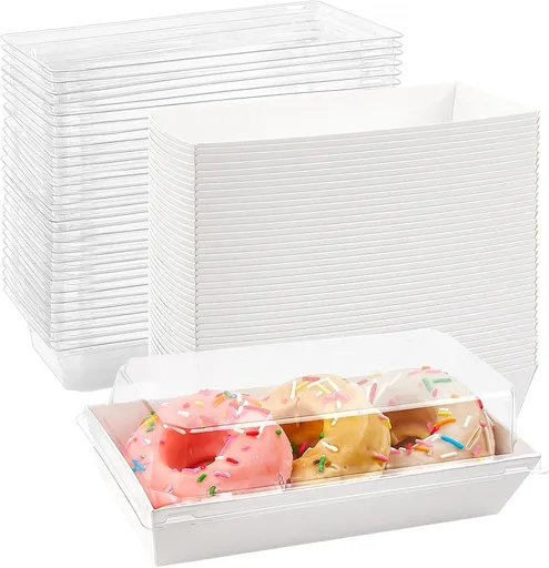Charcuterie Boxes with Clear Lids, 50 Pack White Bakery Boxes, Cookie Boxes, Small Treat Boxes for Pastry, Sandwich, Cupcakes, Strawberries, Dessert To Go Containers