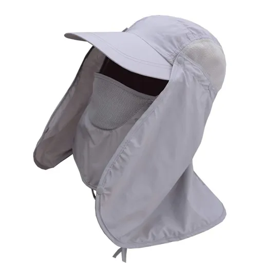 Sun Hat with Neck Flap Removable Multifunction Outdoor Sport Summer Cap Women Outdoor Grey Summer Cover Face for Hat Men Fishing