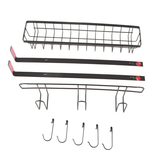 Refrigerator Hanging Shelf Nail Free with Hooks Black Refrigerator Spice Rack for Home Kitchen Double Layer