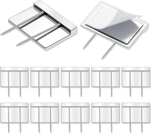 10 Pcs Silver Cubicle Pins Partition Long Push Fabric Clips Name Plate Holders for Office Furniture Corkboard Mounting
