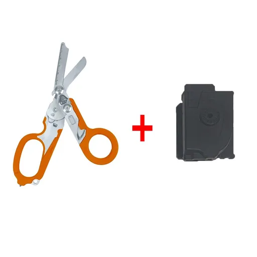 Multi-Function Folding Emergency Shear with 420HC Stainless Steel Blades, Non-Slip Rubber Handle, Quick-Release Holster, and Integrated Belt Cutter, Ring Cutter, Oxygen Tank Wrench, Glass Breaker, and Measuring Scale for Rescue, Outdoor, Vehicle, and