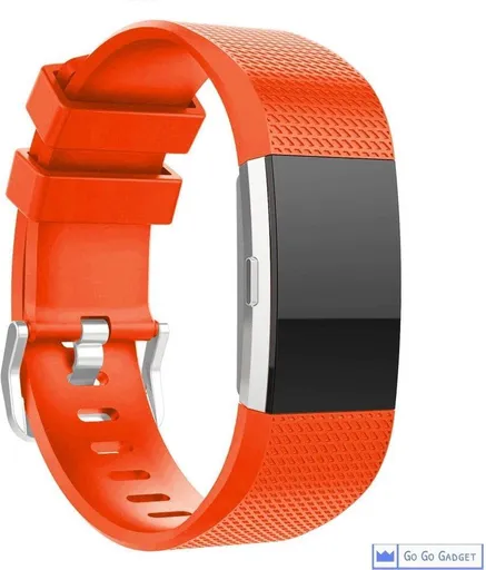 Fitness Tracker Band Silicone Replacement Large Orange Compatible with Fitbit Charge 2