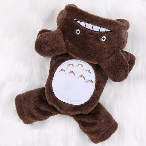 shine Pet Four Legged Clothing Polyester Cotton Four-Leg Flannel Totoro Coffee M back length 30cm