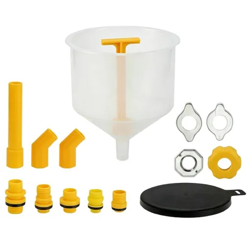 Coolant Funnel Kit, 15 PCS Radiator Flush Kit, No-Spill Radiator Burping Air Bleeder Coolant Filling Tool Set, Universal Automotive Cooling System Refill Funnel with Multi Adapters for Maintenance