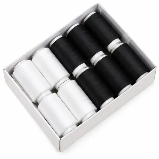 Black and White Sewing Thread 12 Pack - 350m Per Spool All Purpose Thread Set for Hand Sewing, Clothing Repairs, Mending and DIY Crafts