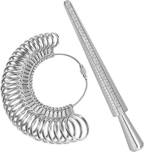Ring Sizer Tool Including Ring Mandrel & Ring Sizer Guage, 4 Sizes Ring Measurement Stick Metal Mandrel & Finger Sizing Measuring Tool Set for Jewelry Making Measuring