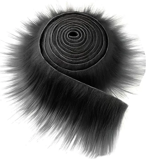 2x59 Inch Shaggy Faux Fur, Plush Faux Fur Fabric Strips, Super Soft Craft Precut Strip for DIY Craft Cosplay Costume Christmas Halloween Santa Claus Gnome Beard Hair Dwarf Decoration (Black)