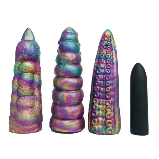 House Of Dasein Colorful Anal Plug With Vibrator For Adult Games And Sex Toys - 3Pcs With Bullet