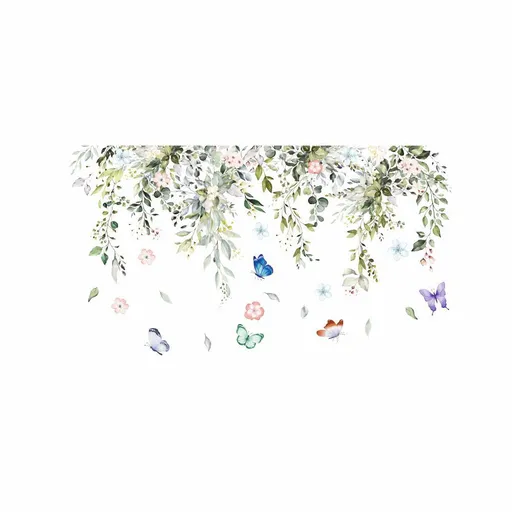 Green Plant Leaves Wall Decals Hanging Vine Flower Leaf Wall Stickers for Bedroom Living Room Wall Art Decor
