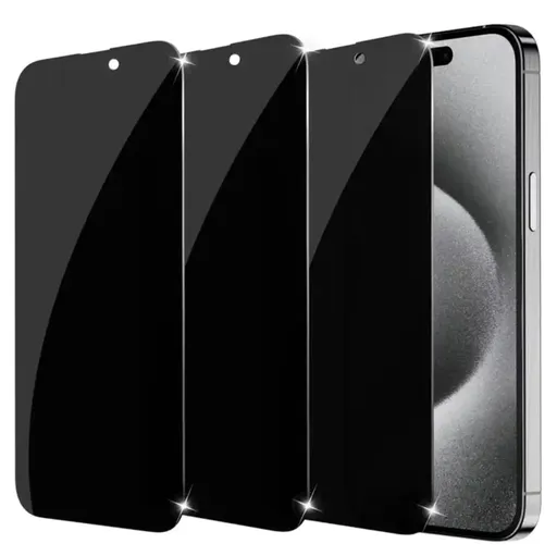 Privacy Tempered Glass Screen Protector 3-Pack for iPhone 16 Pro Max Anti-Spy 9H Scratch Resistant Bubble-Free Installation