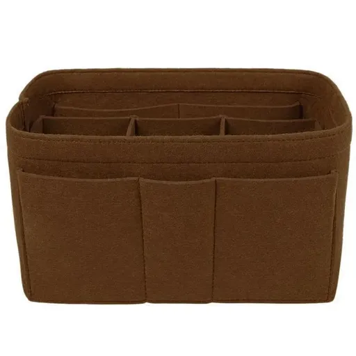 Felt Handbag Organizer Insert with Multiple Pockets for Tote and Purse - Coffee XL Size