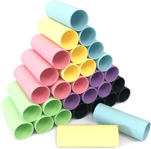 30-Pack Thick Craft Rolls, Multicolored Round Cardboard Tubes for Crafts, 4.5 x 1.5 inches Cardboard Craft Rolls in 6 Colors, Large Classroom Pack Paper Tube (Red Yellow Blue Green Purple Black)