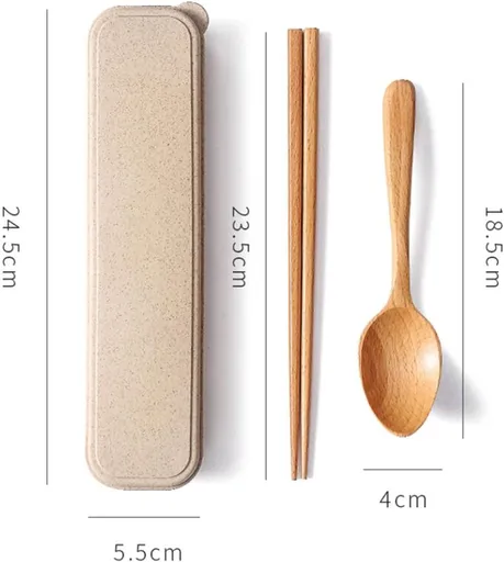 3 Pieces Portable Chopsticks with Case,Reusable Chopsticks Flatware Set,Wooden Travel Chop Sticks with Handle